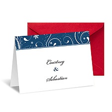 Snowflake Flourishes Note Card and Envelope - Midnight