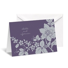 Floral Silhouette Note Card and Envelope - Raisin