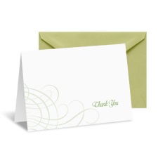 Swirling Filigree Note Card and Envelope - Cloverleaf