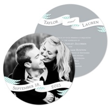 Ribbon Banner Photo Wedding Invitation - Round
