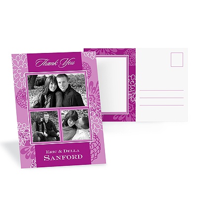 Bright Floral Photo Thank You Postcard - Amethyst