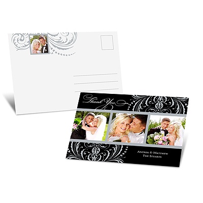 Dramatic Flourishes Photo Thank You Postcard