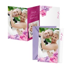 Watercolor Flowers Photo Thank You Card