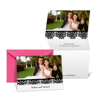 Damask Detail Photo Thank You Card