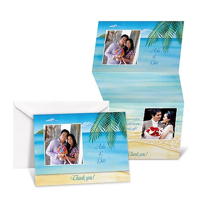 Custom Wedding   Cards on Wedding Invitations    Thank You Notes    Seaside Photo Thank You Card