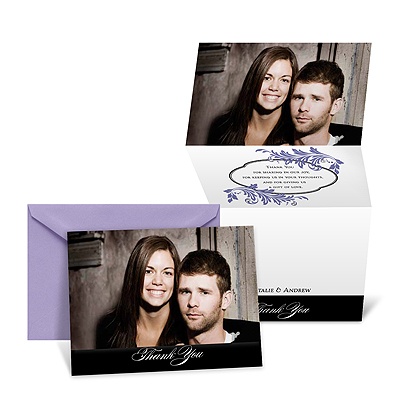Colorful Flourishes Photo Thank You Card - Lilac