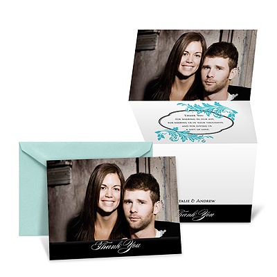 Colorful Flourishes Photo Thank You Card - Poolside