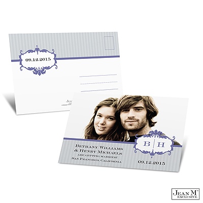 Stripes and Flourishes Photo Save the Date Postcard