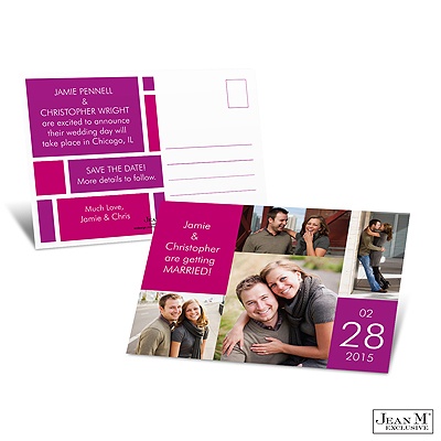 Colorful Collage Photo Save the Date Postcard