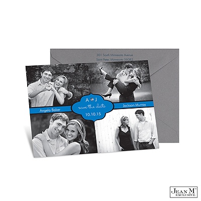 Colorful Band Photo Save the Date - Blue