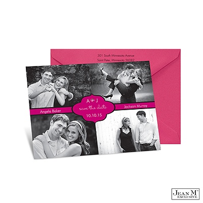 Colorful Band Photo Save the Date - Raspberry