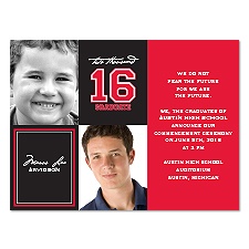 Past and Present Graduation Announcement - Cherry Red