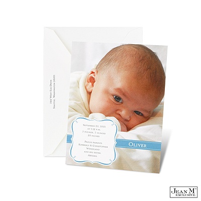 Blue Crest Photo Birth Announcement