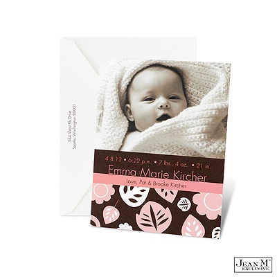 Salmon Leaves Photo Birth Announcement