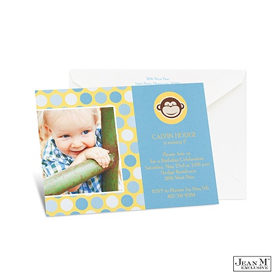 Monkey Hugs Photo Birthday Invitation
