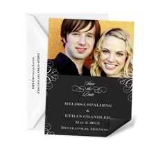 Subtle Filigree Photo Save the Date Magnet
