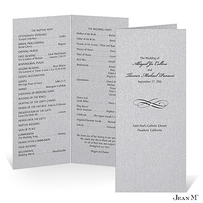 Tea Length Wedding Program - Silver Shimmer