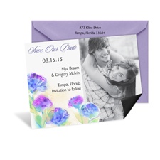 Watercolor Blooms Photo Save the Date Magnet