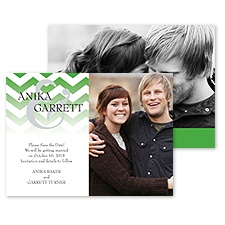 Faded Chevron Photo Save the Date - Grass
