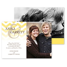 Faded Chevron Photo Save the Date - Marigold