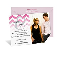 Faded Chevron Photo Save the Date Magnet - Fuchsia