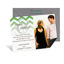 Faded Chevron Photo Save the Date Magnet - Grass