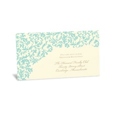 Vintage Damask Reception Card - Aqua