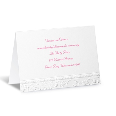Embossed Damask Reception Card - White