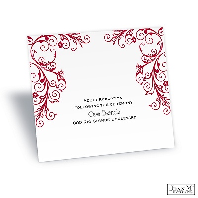 Layered Filigree Monogram Reception Card - Merlot