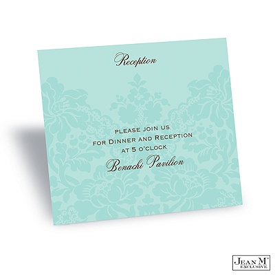 Two-Tone Damask Background Reception Card - Aqua