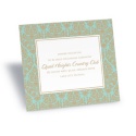 Two-Color Damask Reception Card - Champagne and Aqua