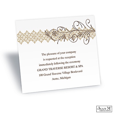 Blossoming Monogram Reception Card - Champagne