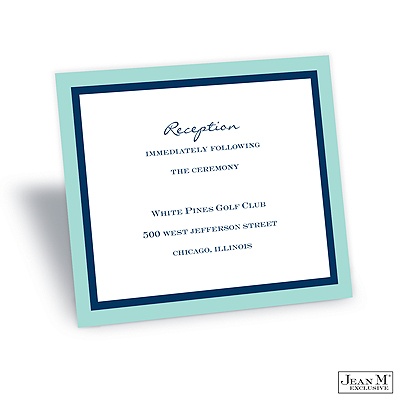 Bold Double Border Reception Card - Aqua
