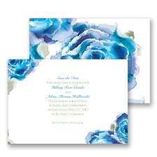 Rosy Watercolors Save the Date - Blue