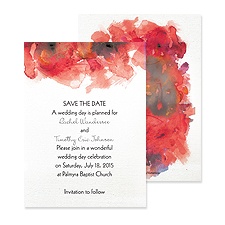 Watercolor Splash Save the Date - Cherry