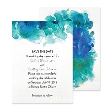 Watercolor Splash Save the Date - Peacock