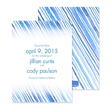 Watercolor Stripes Save the Date - Blue