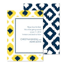 Ikat Diamonds Save the Date - Midnight