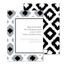 Ikat Diamonds Save the Date - Black