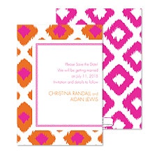 Ikat Diamonds Save the Date - Fuchsia