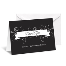 Flourish Banner Thank You Card - Black