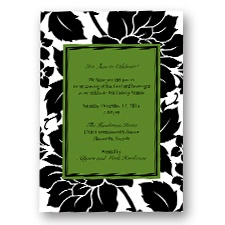 Black and White Blossoms Holiday Invitation