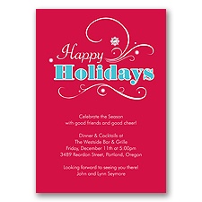 Seasonal Flourish Holiday Invitation - Happy Holidays