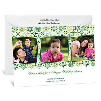 Geometric Snowflakes Photo Holiday Card