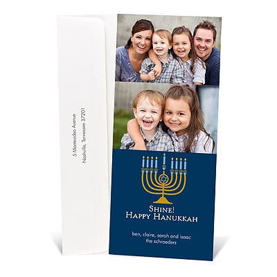 Hanukkah Tea Length Photo Holiday Card