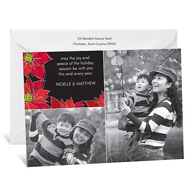 Vivid Poinsettias Photo Holiday Card