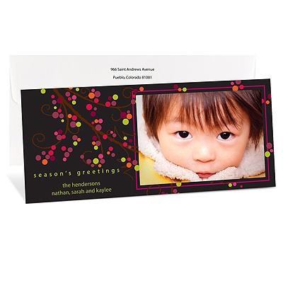 Bright Berries Tea Length Photo Holiday Card