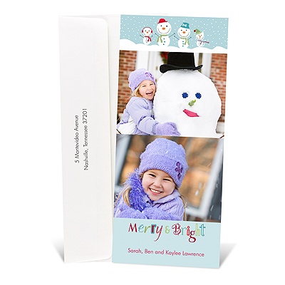 Merry Snowman Tea Length Photo Holiday Card