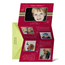 Red Snowflakes Storyline Photo Holiday Card