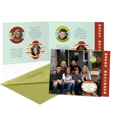 Striped Ornaments Storyline Photo Holiday Card